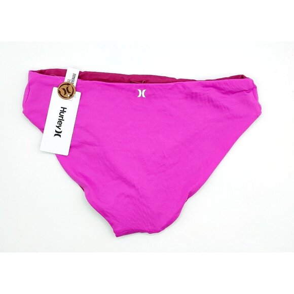 Hurley Bikini Bottom Womens Medium Solid Pink Full Coverage Reversible NEW - Picture 4 of 4